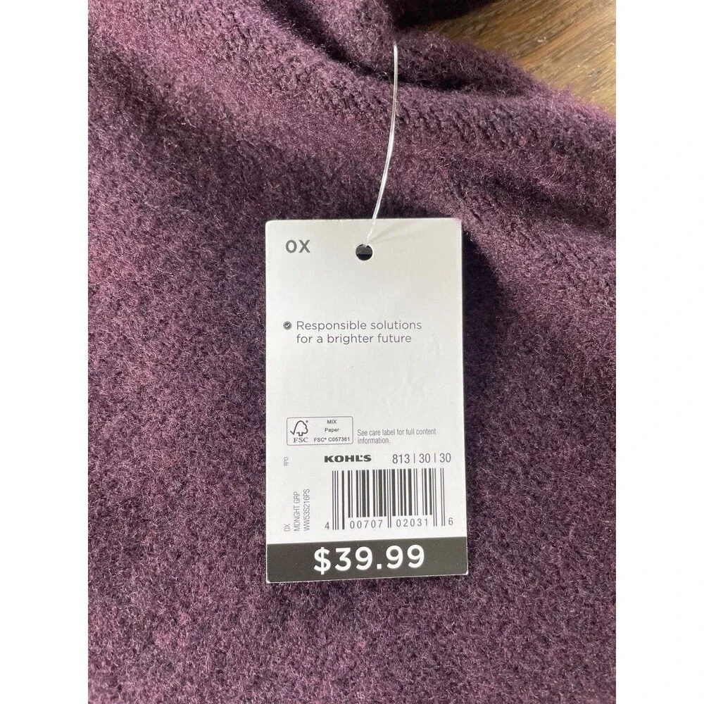 Nine West Mock Neck Sweater 0X Plum NWT
